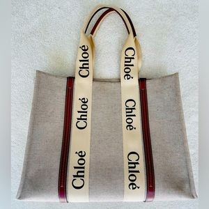 Chloe Woody Large Linen Tote bag